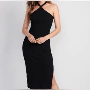 Old Navy Fitted Cross Neck Dress Black